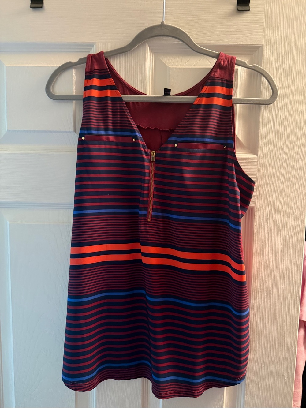 Express Strapless-Look Striped Tank Dress - Burgundy, Orange & Blue